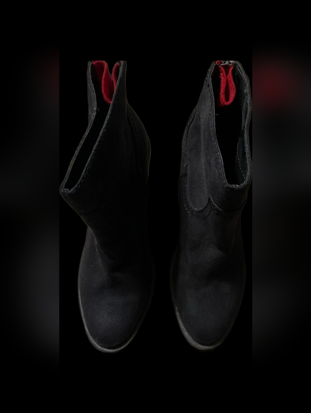 Mossimo Supply Co. Black Ankle Boots w/Red Lining☆ Vintage☆Good,Gently Used, 9.5